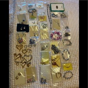 40+ HEART SHAPED ASSORTED RETRO & NEWER PINS NECKLACES BRACELETS EARRINGS